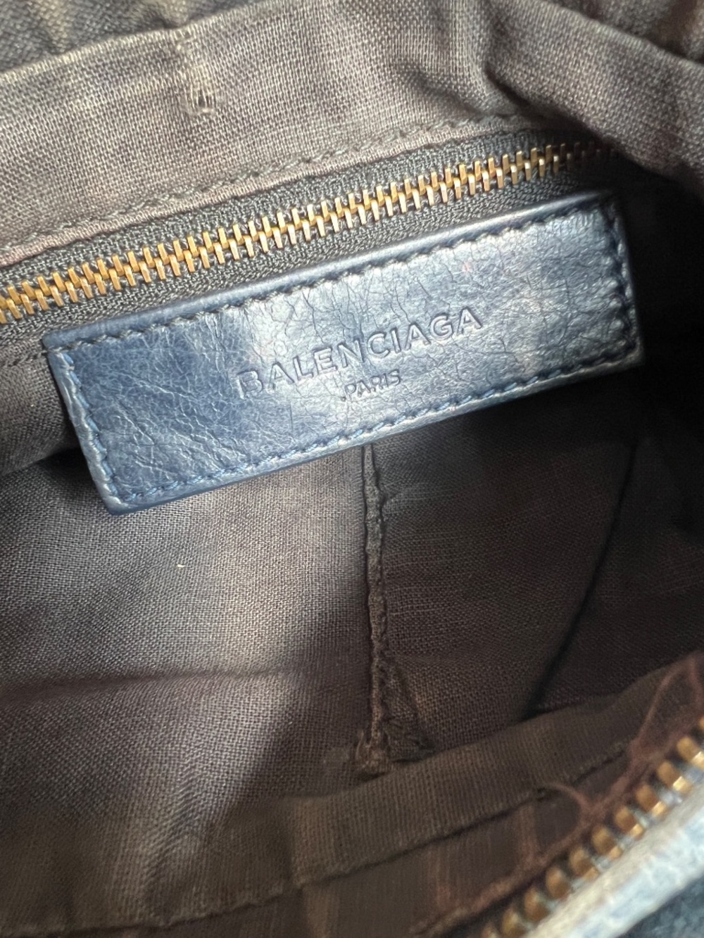 Authentic Balenciaga Navy Blue Hip City Leather Bag - Picture 10 of 16